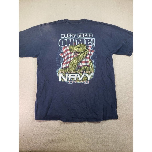 United States Navy Shirt Mens Large Blue Graphic Short Sleeve Don't Tread On Me! - Picture 8 of 9